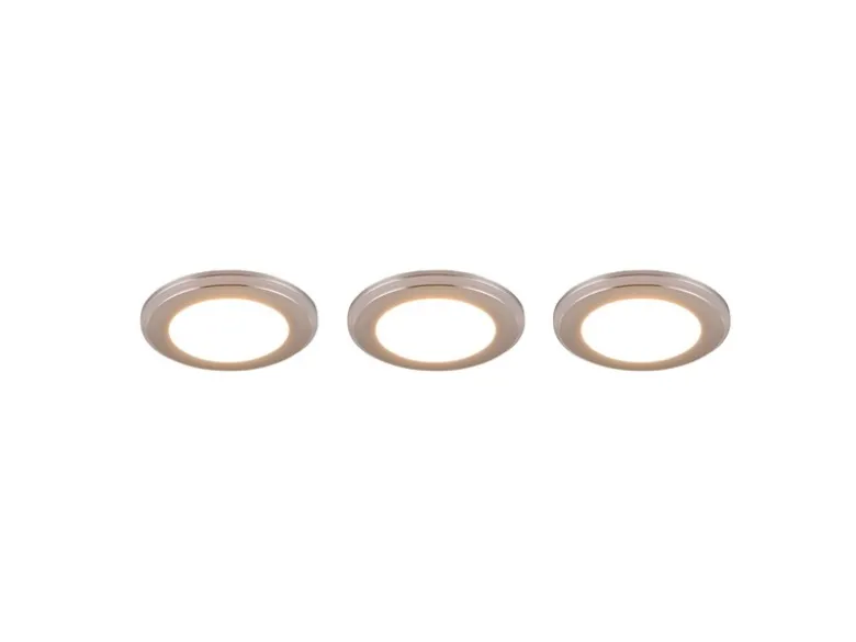 3er SET LED Einbaustrahler ARGUS Chrom mit Fernbedienung dimmbar & RGBW, Ø 8cm