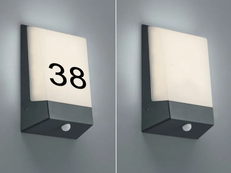 2er Set LED Hausnummernleuchten mit Dämmerungssensor, Anthrazit