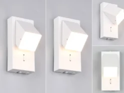 2er SET LED Innen Wandleuchten schwenkbar mit Schalter, Weiß, Höhe 15cm