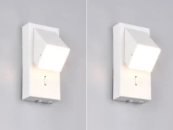 2er SET LED Innen Wandleuchten schwenkbar mit Schalter, Weiß, Höhe 15cm