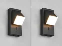 2er SET LED Innen Wandleuchten schwenkbar mit Schalter, Schwarz, Höhe 15cm