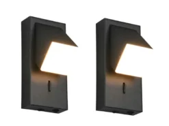 2er SET LED Innen Wandleuchten schwenkbar mit Schalter, Schwarz, Höhe 15cm