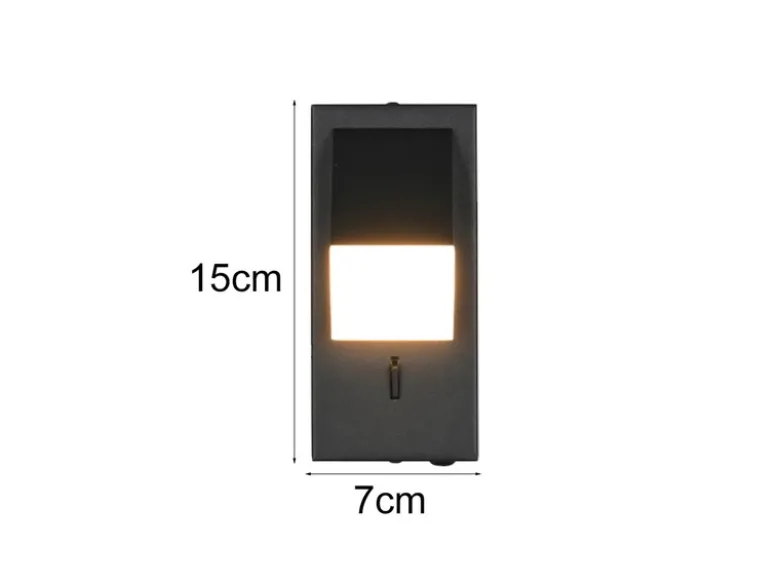 2er SET LED Innen Wandleuchten schwenkbar mit Schalter, Schwarz, Höhe 15cm