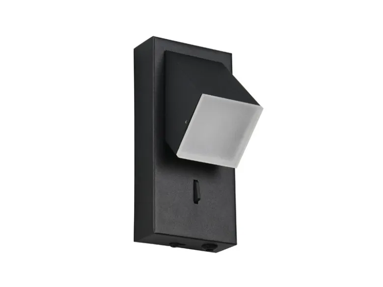 2er SET LED Innen Wandleuchten schwenkbar mit Schalter, Schwarz, Höhe 15cm