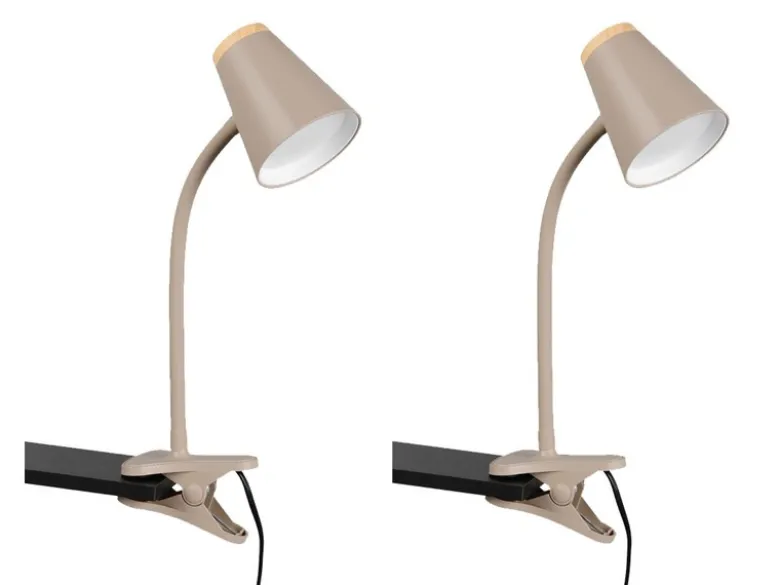 2er SET LED Klemmleuchten Beige flexibel biegsam, Höhe 33cm