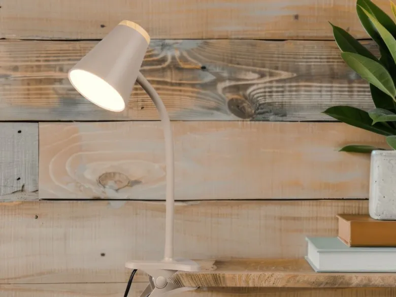 2er SET LED Klemmleuchten Beige flexibel biegsam, Höhe 33cm