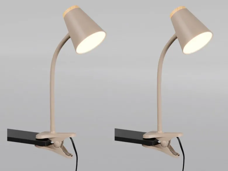 2er SET LED Klemmleuchten Beige flexibel biegsam, Höhe 33cm