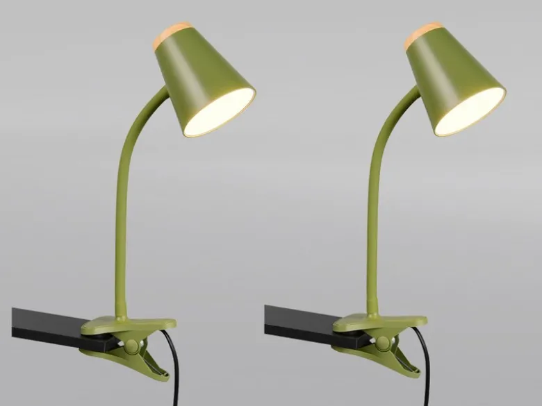 2er SET LED Klemmleuchten Grün flexibel biegsam, Höhe 33cm