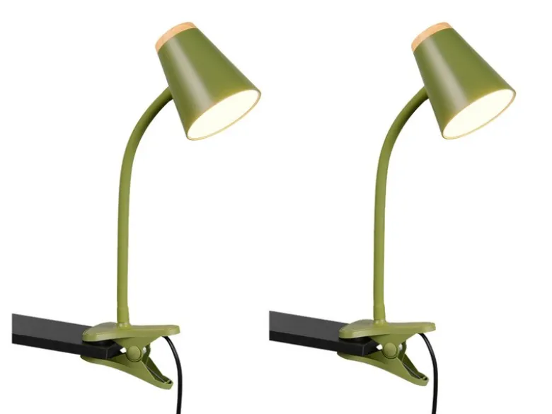 2er SET LED Klemmleuchten Grün flexibel biegsam, Höhe 33cm