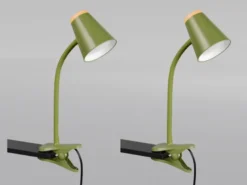 2er SET LED Klemmleuchten Grün flexibel biegsam, Höhe 33cm