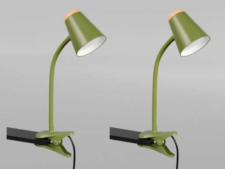 2er SET LED Klemmleuchten Grün flexibel biegsam, Höhe 33cm