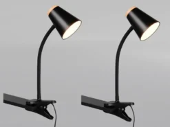 2er SET LED Klemmleuchten Schwarz flexibel biegsam, Höhe 33cm