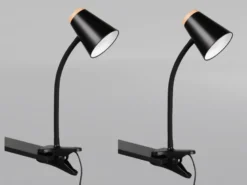 2er SET LED Klemmleuchten Schwarz flexibel biegsam, Höhe 33cm