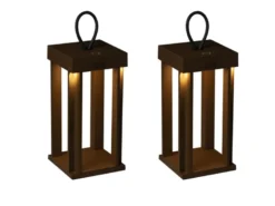 2er Set LED Outdoor Laternen per USB aufladbar für Boden & Tisch, Rost Höhe 42cm