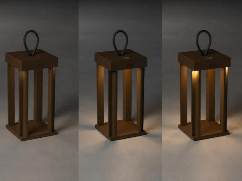 2er Set LED Outdoor Laternen per USB aufladbar für Boden & Tisch, Rost Höhe 42cm
