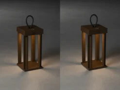 2er Set LED Outdoor Laternen per USB aufladbar für Boden & Tisch, Rost Höhe 42cm
