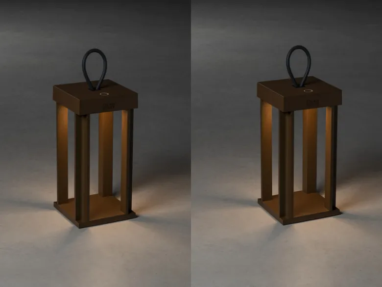 2er Set LED Outdoor Laternen per USB aufladbar für Boden & Tisch, Rost Höhe 42cm