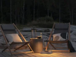 2er Set LED Outdoor Laternen USB aufladbar für Boden & Tisch, Schwarz Höhe 39cm