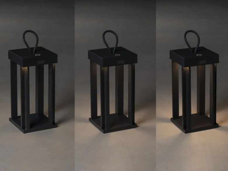 2er Set LED Outdoor Laternen USB aufladbar für Boden & Tisch, Schwarz Höhe 42cm