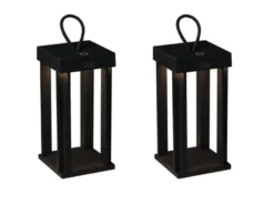 2er Set LED Outdoor Laternen USB aufladbar für Boden & Tisch, Schwarz Höhe 42cm