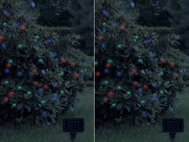 2er Set LED Outdoor Solar Lichterkette RGB Weihnachtsbeleuchtung, 12 Meter