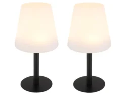 2er Set LED Outdoor Solar Tischleuchten mit RGB Farbwechsel, Höhe 30cm