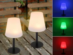 2er Set LED Outdoor Solar Tischleuchten mit RGB Farbwechsel, Höhe 30cm