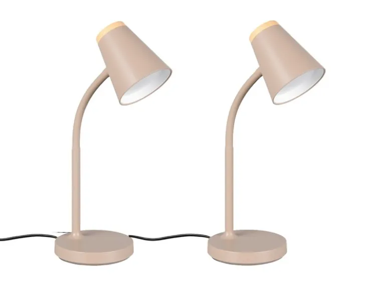 2er SET LED Schreibtischlampen Beige flexibel biegsam, Höhe 36cm
