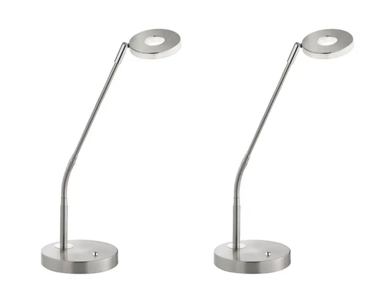 2er SET LED Schreibtischlampen Silber mit Dimmer, Höhe 60cm