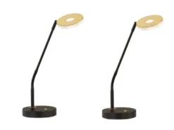 2er SET LED Schreibtischlampen Schwarz / Gold mit Dimmer, Höhe 60cm