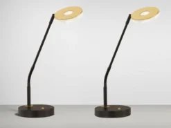 2er SET LED Schreibtischlampen Schwarz / Gold mit Dimmer, Höhe 60cm
