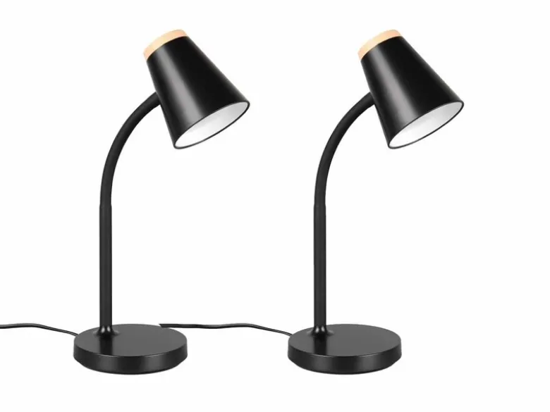 2er SET LED Schreibtischlampen Schwarz flexibel biegsam, Höhe 36cm