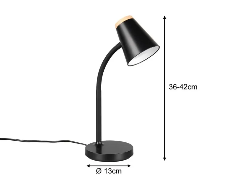 2er SET LED Schreibtischlampen Schwarz flexibel biegsam, Höhe 36cm