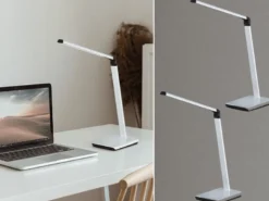 2er SET LED Schreibtischlampen Silber dimmbar & Tageslicht, Höhe 79cm