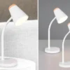 2er SET LED Schreibtischlampen Weiß flexibel biegsam, Höhe 36cm