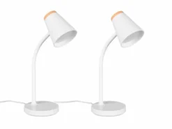 2er SET LED Schreibtischlampen Weiß flexibel biegsam, Höhe 36cm