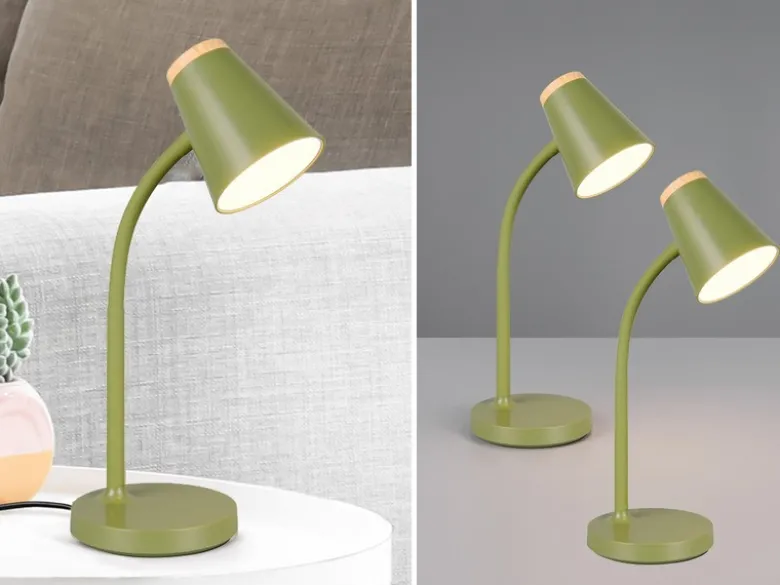 2er SET LED Schreibtischlampen Grün flexibel biegsam, Höhe 36cm