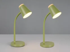 2er SET LED Schreibtischlampen Grün flexibel biegsam, Höhe 36cm