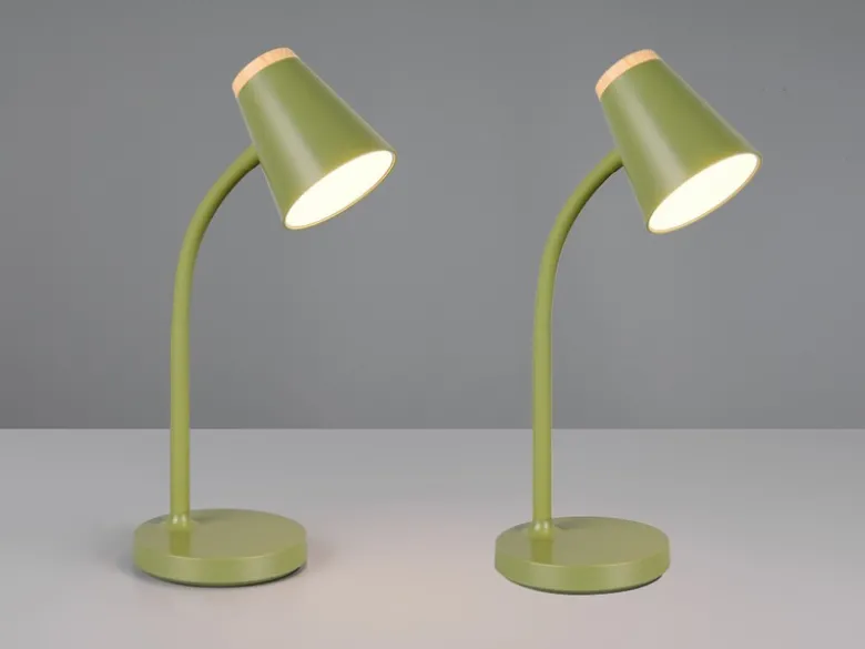 2er SET LED Schreibtischlampen Grün flexibel biegsam, Höhe 36cm