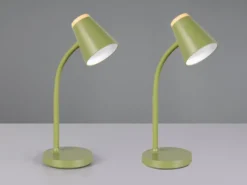2er SET LED Schreibtischlampen Grün flexibel biegsam, Höhe 36cm