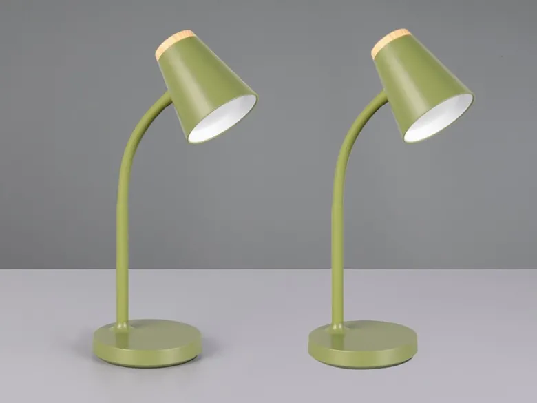 2er SET LED Schreibtischlampen Grün flexibel biegsam, Höhe 36cm