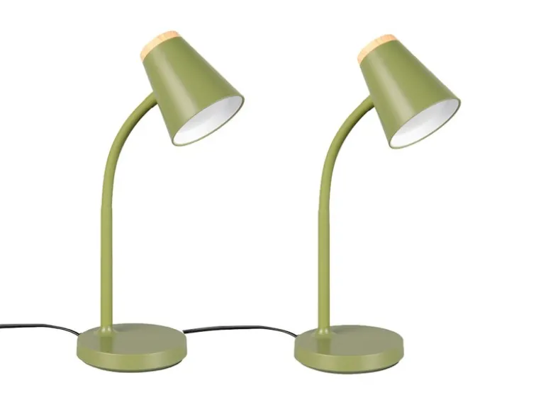 2er SET LED Schreibtischlampen Grün flexibel biegsam, Höhe 36cm