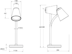 2er SET LED Schreibtischlampen Grün flexibel biegsam, Höhe 36cm