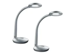 2er SET LED Schreibtischlampen Silber, Flexgelenk & Sensordimmer, Höhe 32cm