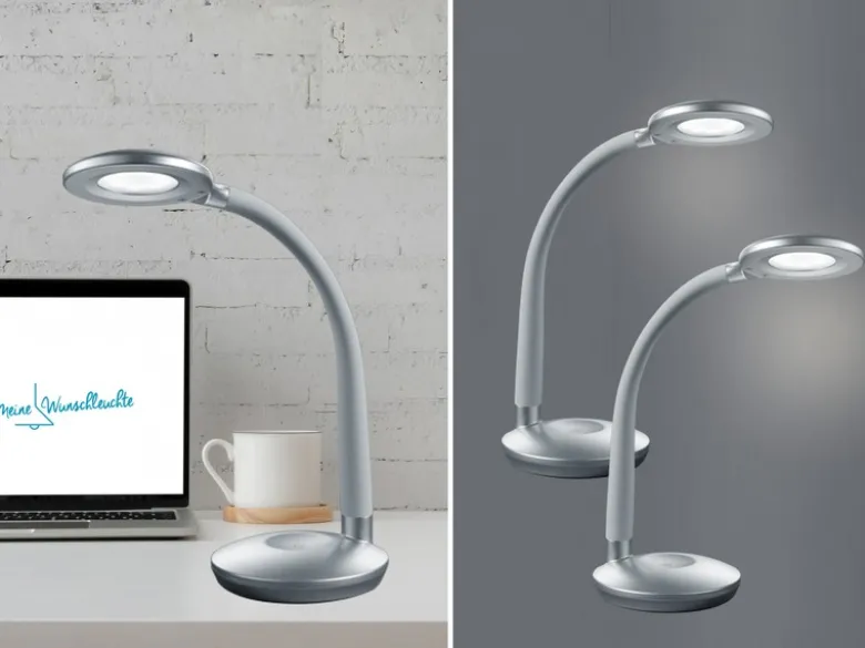 2er SET LED Schreibtischlampen Silber, Flexgelenk & Sensordimmer, Höhe 32cm