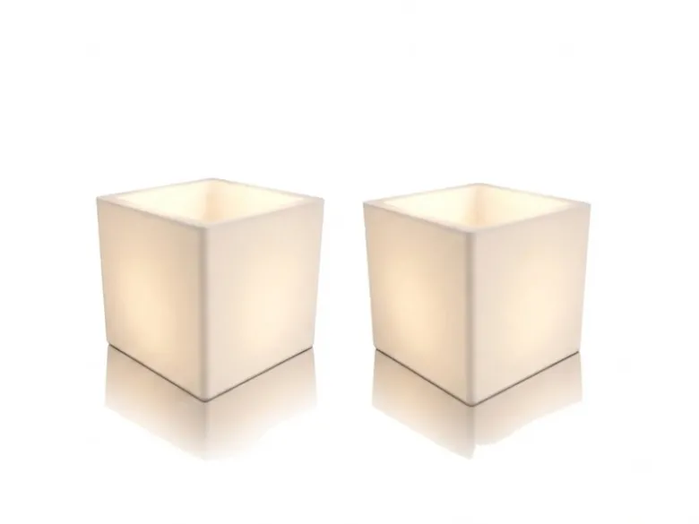 2er Set LED Solar Blumentopf mit RGBW Farbwechsel & Fernbedienung, 35x35cm