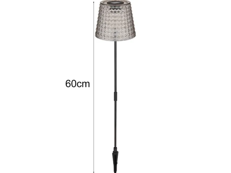 2er Set LED Solar Erdspießleuchten Rauchfarbig, Höhe 60cm
