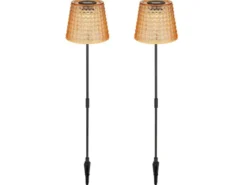 2er Set LED Solar Erdspießleuchten Bernsteinfarbig, Höhe 60cm