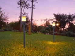 2er Set LED Solarfackeln mit Flammeneffekt, Höhe verlängerbar bis 64,5cm