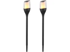 2er Set LED Solarfackeln mit Flammeneffekt, Höhe verlängerbar bis 64,5cm
